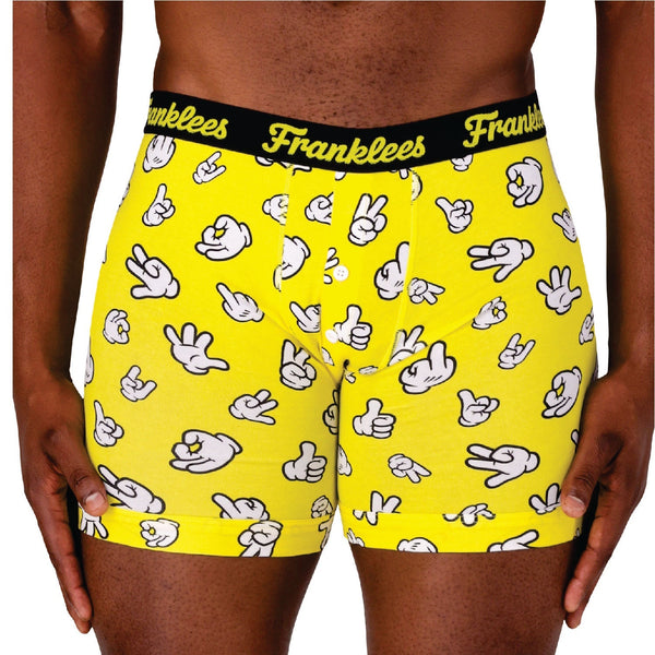 Button Fly Boxer Brief | Soft Cotton | Cartoon Hands