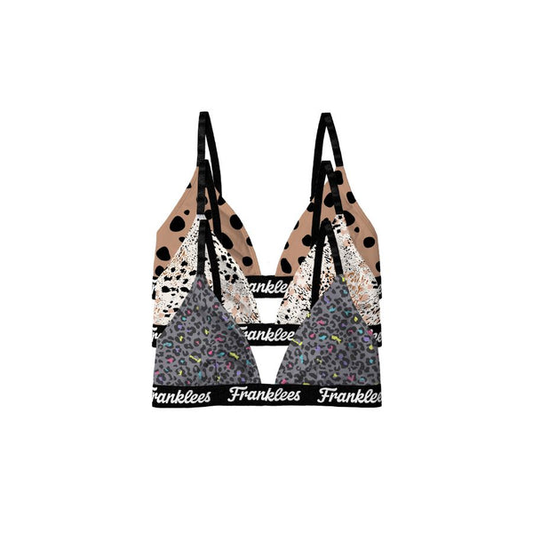 Triangle Bralette | Soft Cotton | 3 Pack | Animal Instincts