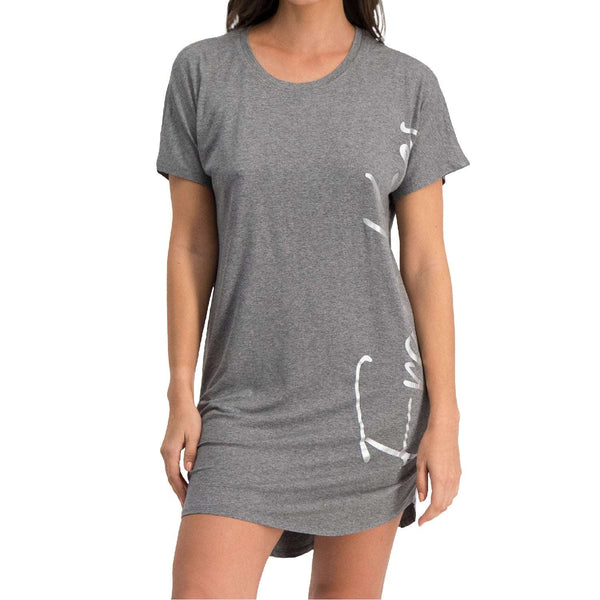 LONG PRINTED SLEEP TEE - MELANGE